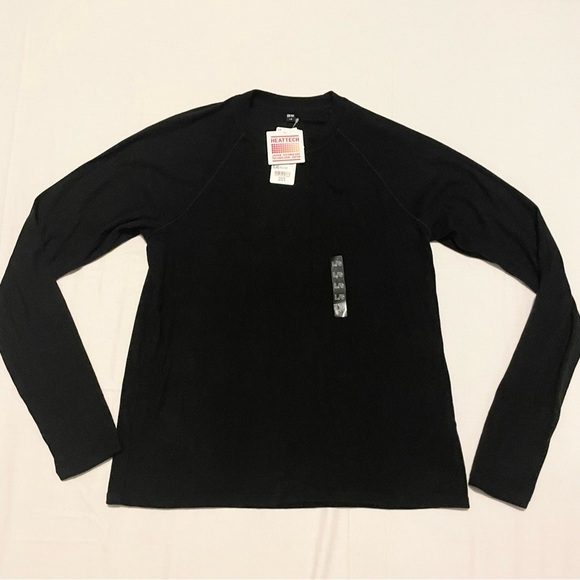 Uniqlo Heattech Stretch Fleece Crewneck Black Top Womens Large - Picture 1 of 16